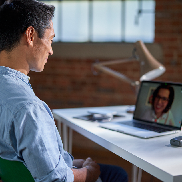 Man on video call